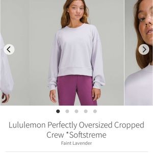 Lululemon perfectly oversized crop crew faint lavender size8